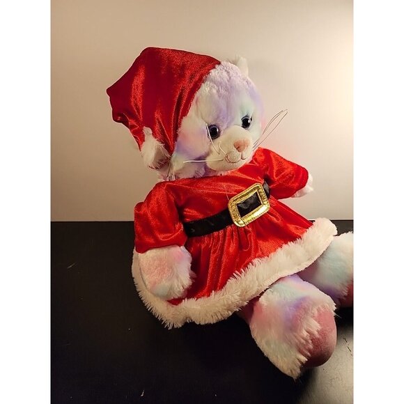 Build A Bear Pastel Swirl Kitty In Santa Claus Dress and Hat - Christmas Kitty - Picture 2 of 6